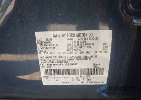 2020 Ford Explorer St from USA, damaged, VIN 1FM5K8GC4LGA89982
